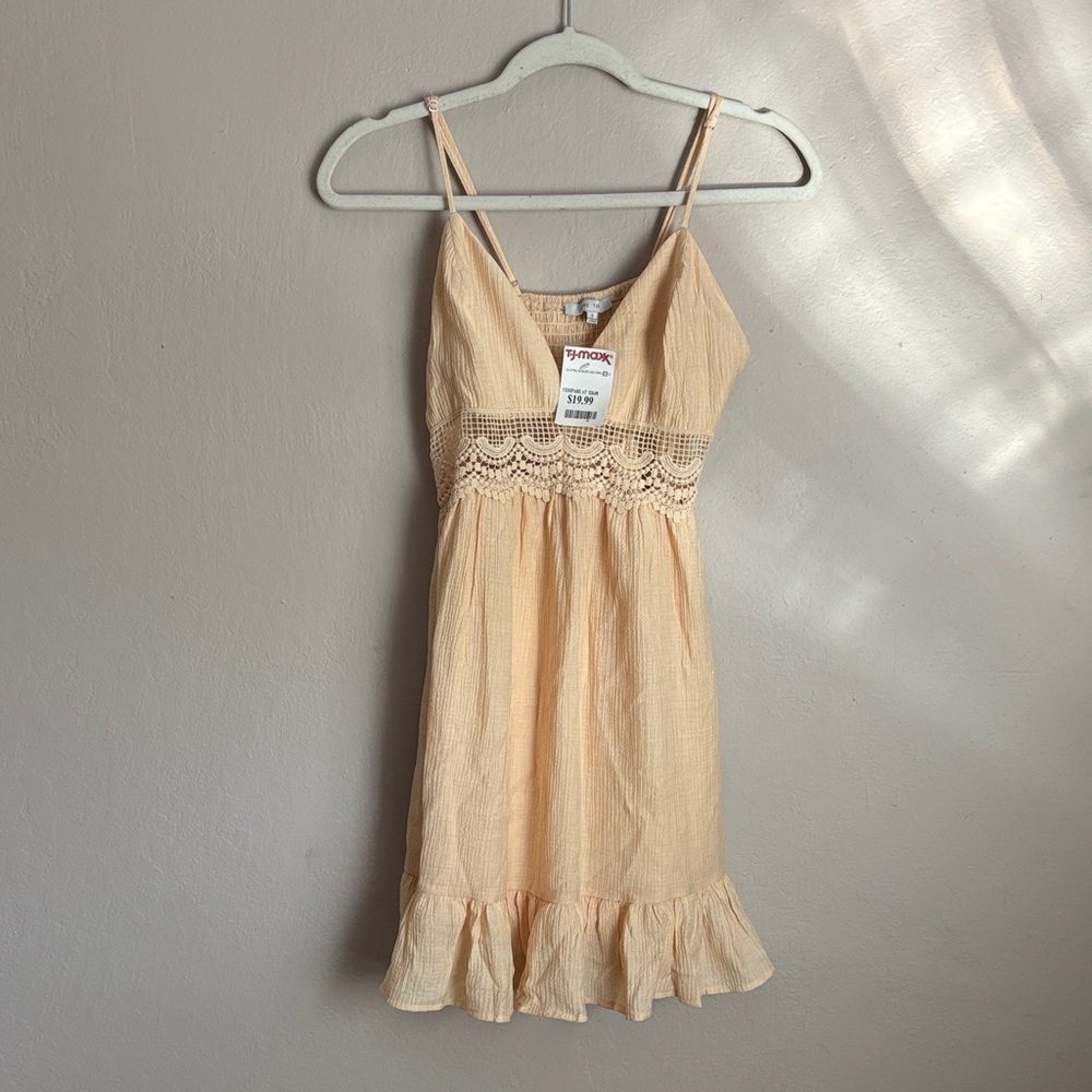 Love Tree Cream Sleeveless Dress with Crochet Detail NWT